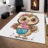 Cute cartoon owl with leopard headband holding area rugs carpet