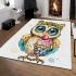 Cute cartoon owl with leopard headband holding area rugs carpet