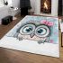 Cute cartoon owl with pink bow on head area rugs carpet