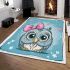Cute cartoon owl with pink bow on head area rugs carpet