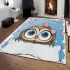 Cute cartoon owl with pink bow on head area rugs carpet