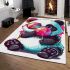 Cute cartoon panda holding a colorful bubble area rugs carpet