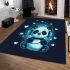 Cute cartoon panda listening to music on headphones area rugs carpet