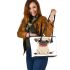 Cute cartoon puppy sitting with red collar leather tote bag