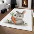 Cute cartoon rabbit holding a carrot area rugs carpet