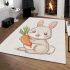 Cute cartoon rabbit holding a carrot area rugs carpet