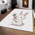 Cute cartoon rabbit holding a carrot in a simple area rugs carpet