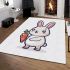 Cute cartoon rabbit holding a carrot in a simple area rugs carpet