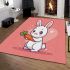 Cute cartoon rabbit playing with a carrot area rugs carpet