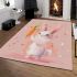 Cute cartoon rabbit with pink ears and tail area rugs carpet