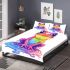 Cute cartoon rainbow frog sitting on a water puddle bedding set