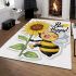 Cute cartoon style bee holding a sunflower area rugs carpet