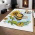 Cute cartoon style bee holding a sunflower area rugs carpet