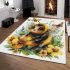 Cute cartoon watercolor baby bee area rugs carpet