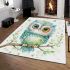 Cute cartoon watercolor baby owl area rugs carpet