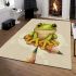 Cute chibi frog sitting on a pencil area rugs carpet