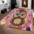 Cute chibi owl with a bow on its head area rugs carpet