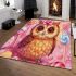 Cute chibi owl with a bow on its head area rugs carpet