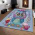 Cute chibi owl with a bow on its head area rugs carpet