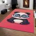 Cute chibi panda wearing glasses area rugs carpet