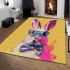 Cute colorful easter bunny with a bow tie and sunglasses area rugs carpet