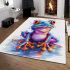 Cute colorful frog sitting on water area rugs carpet