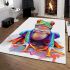 Cute colorful frog sitting on water area rugs carpet