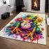 Cute colorful frog with flowers area rugs carpet