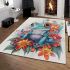 Cute colorful frog with flowers area rugs carpet