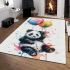 Cute colorful panda holding a balloon area rugs carpet