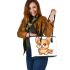 Cute corgi puppy leather tote bag