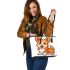 Cute corgi puppy in the style of vector cartoon leather tote bag