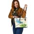 Cute damselfly and music notes with harp 11 Leather Tote Bag