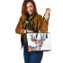 Cute deer colorful watercolor art style leather totee bag