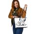 Cute dog with its puppy coloring page for kids leather tote bag