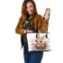 Cute easter bunny with big eyes leather tote bag