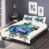 Cute frog cartoon style blue and green color bedding set