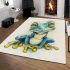 Cute frog cartoon style blue and green color area rugs carpet