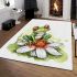 Cute frog sitting on the flower area rugs carpet