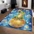 Cute frog wearing a crown sitting on a golden ball area rugs carpet