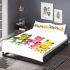 Cute frogs green pink and yellow color bedding set