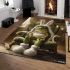 Cute green frog sitting in an armchair wearing white bunny slippers area rugs carpet