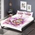 Cute green frog with purple flowers on its back bedding set