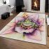 Cute green frog with purple flowers on its back area rugs carpet