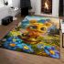 Cute happy baby bee with big beautiful eyes holding heart area rugs carpet