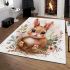 Cute happy baby bunny with big eyes sitting area rugs carpet