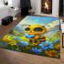 Cute happy bee with big eyes holding a heart shaped honey area rugs carpet