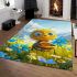 Cute happy bee with big eyes holding a heart shaped honey area rugs carpet