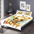 Cute happy bee with flowers on its wings bedding set