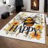 Cute happy bee with flowers on its wings area rugs carpet